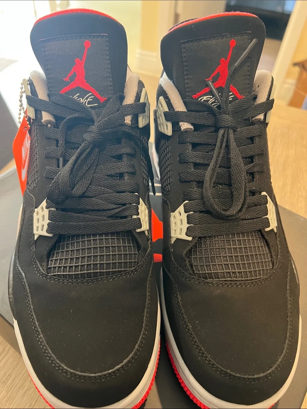 Jordan Black and Red High-Top Sneakers with Gray Accents